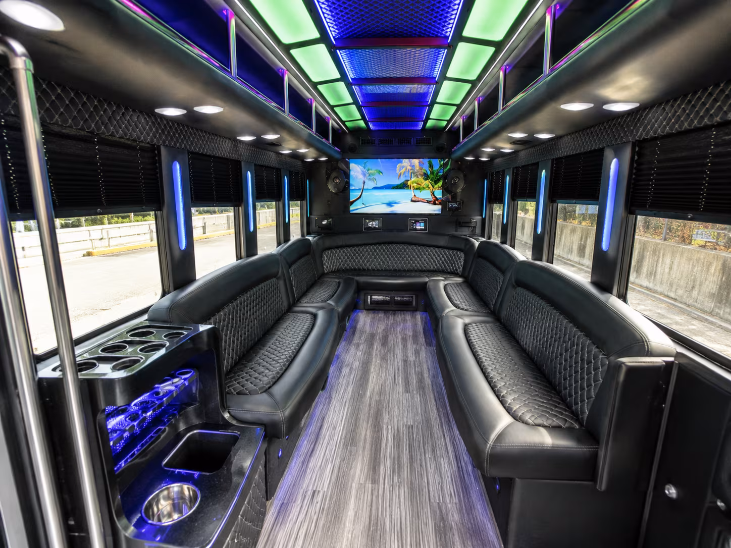 key west 18 passenger party bus inside