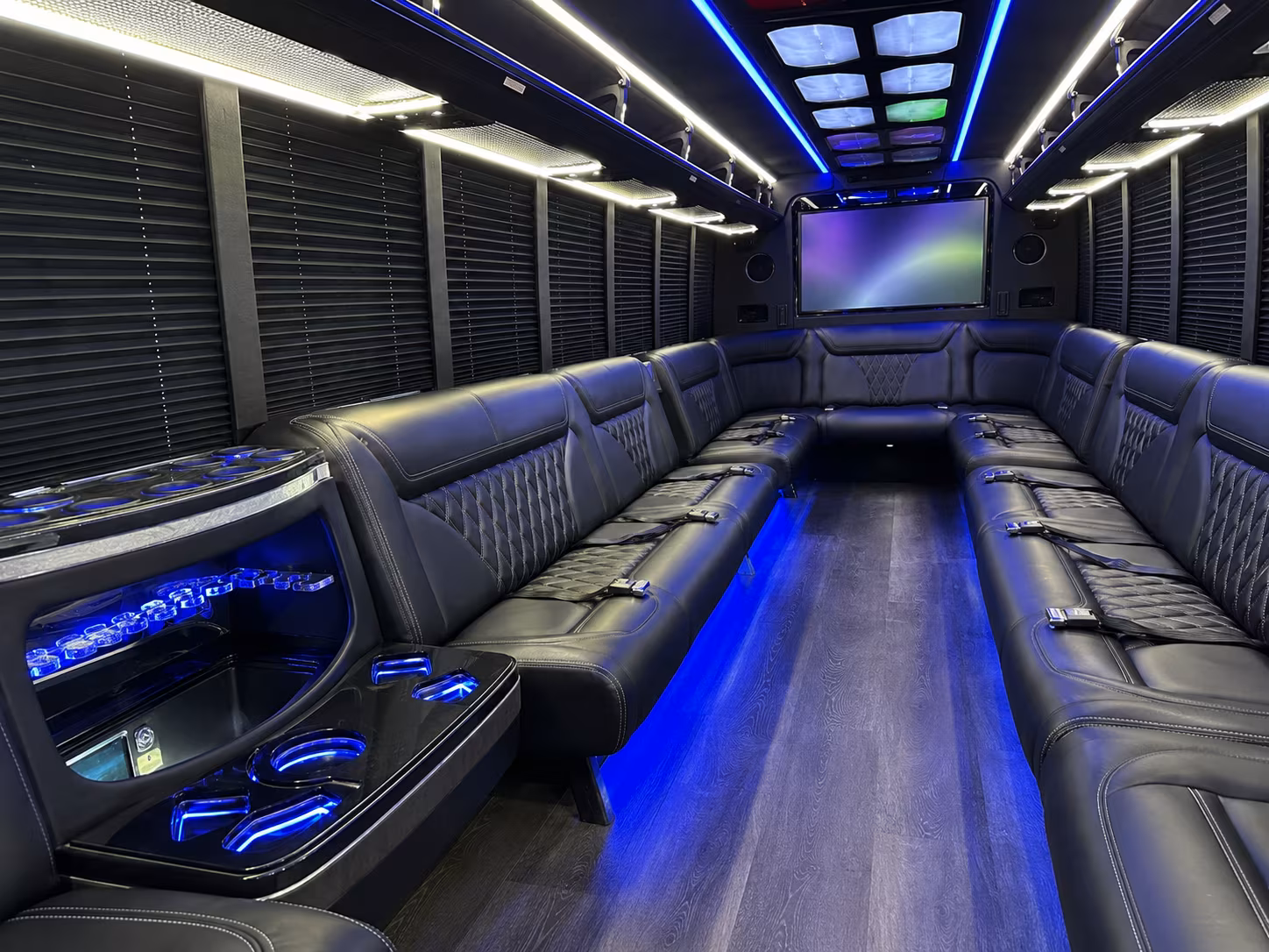 key west 20 passenger party bus inside
