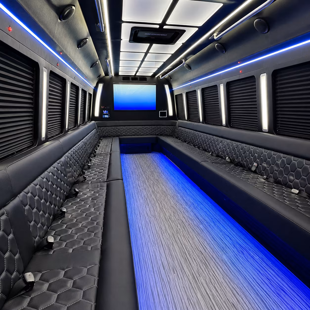key west 50 passenger party bus inside